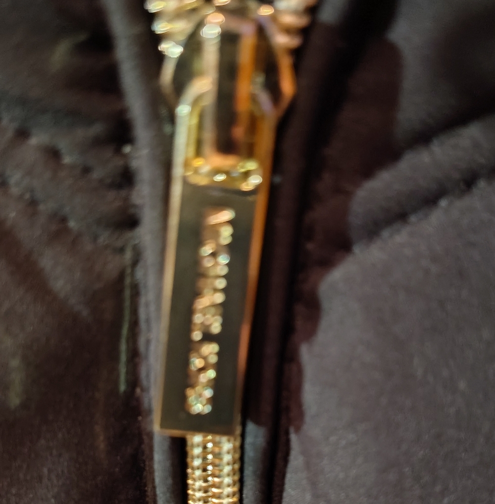 Michael Kors Black Puffer Coat with Gold Accents, Hip Length New With Tags - Picture 10 of 11
